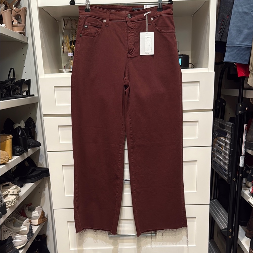 AG Burgundy High-Rise Jeans
